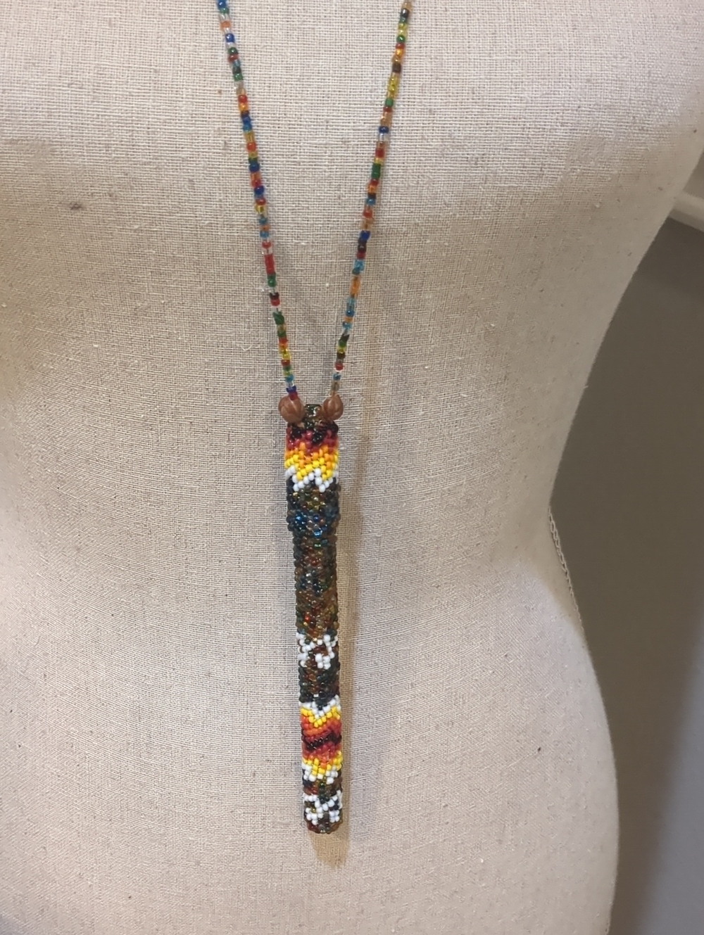 Handmade Multicolor Beaded Pen Holder Necklace